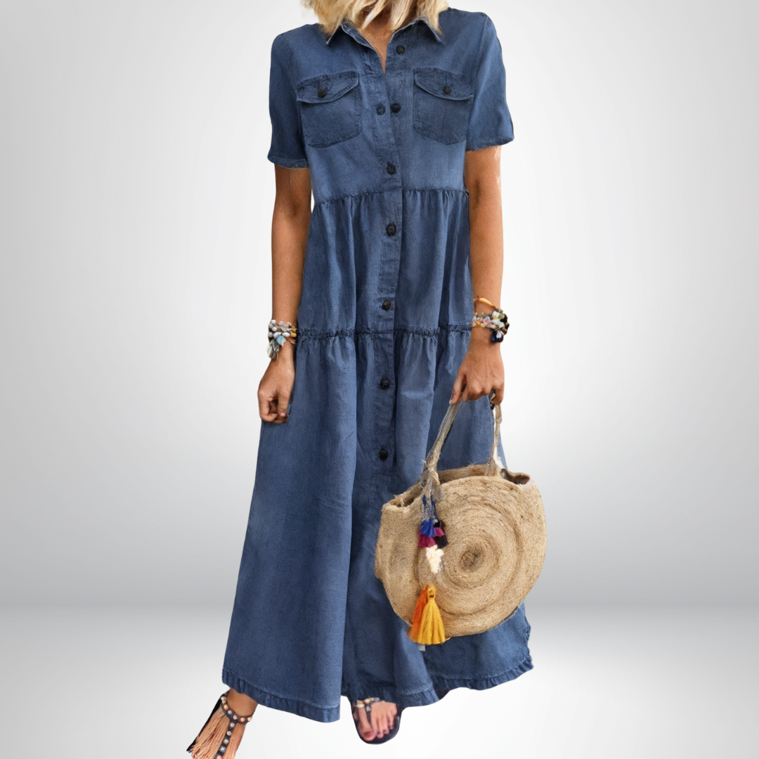 Sofia® | Mjuk denimklänning med knappar