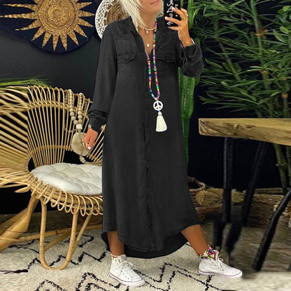 Sofia™ | Långärmad maxiklänning i denim