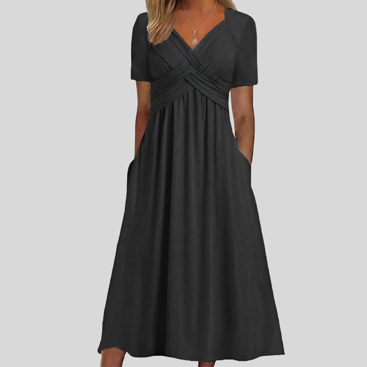 Elin™ | Elegant veckad midiklänning