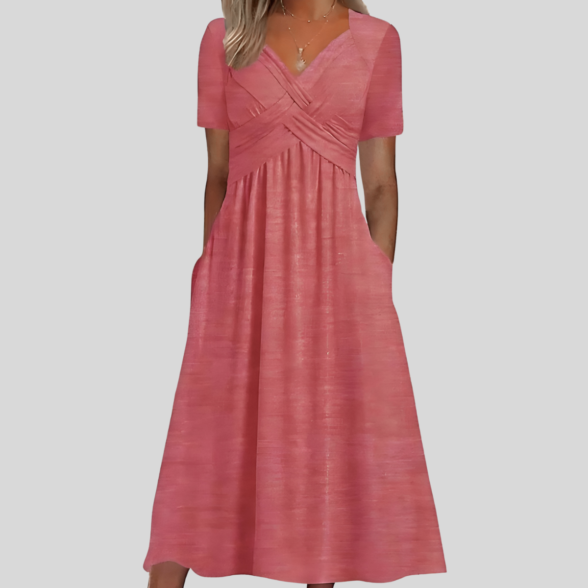 Elin™ | Elegant veckad midiklänning