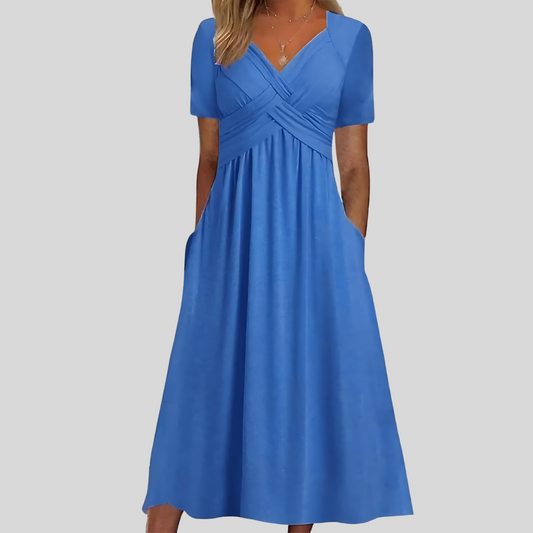 Elin™ | Elegant veckad midiklänning