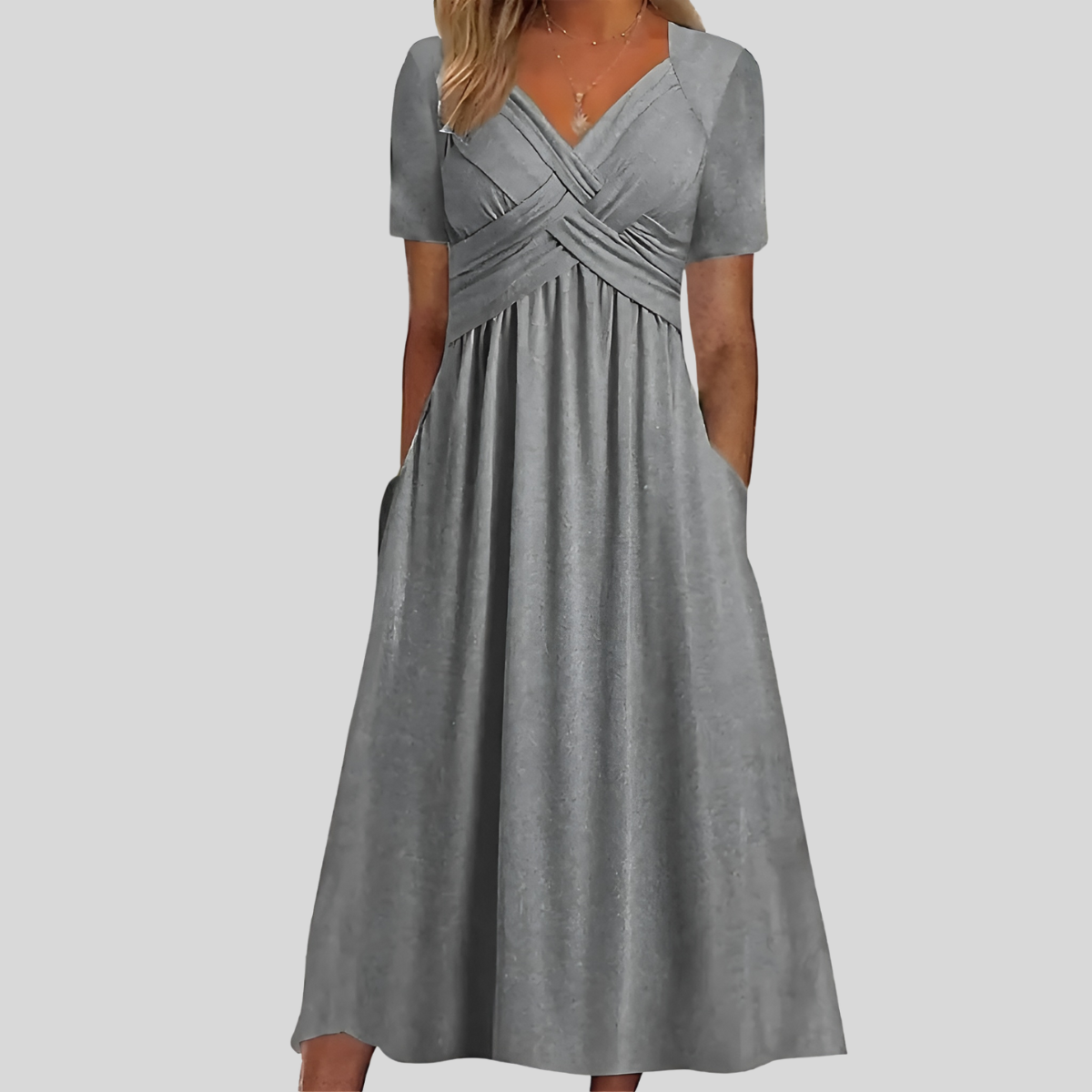 Elin™ | Elegant veckad midiklänning