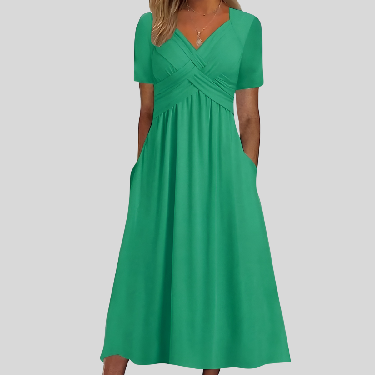 Elin™ | Elegant veckad midiklänning