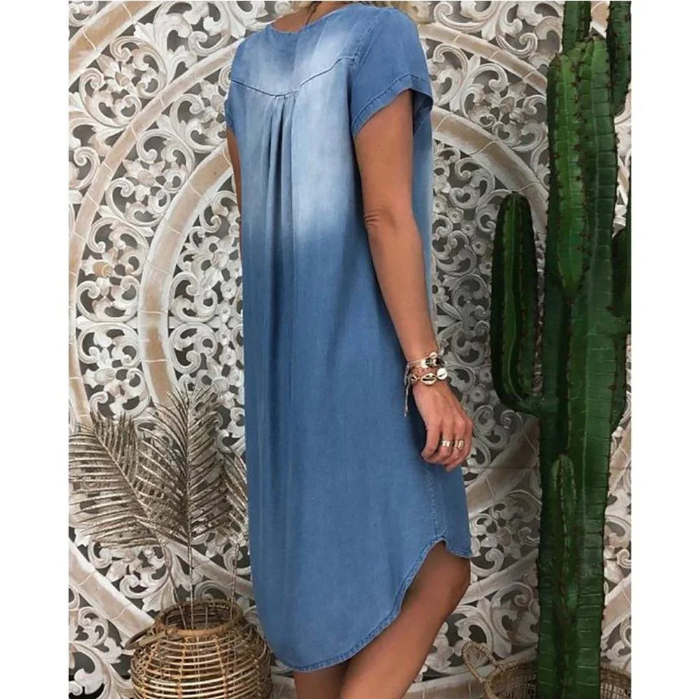 Sofia™ | Avslappnad denim sommarklänning